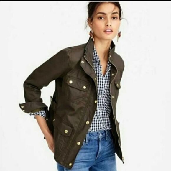 J CREW Downtown Field Jacket Green/Brown - Picture 1 of 14